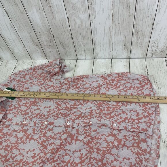 A-Frame Shirt Mens XL Slim Short Sleeve Button Up Pinky /Peach Floral NWT - Picture 8 of 8